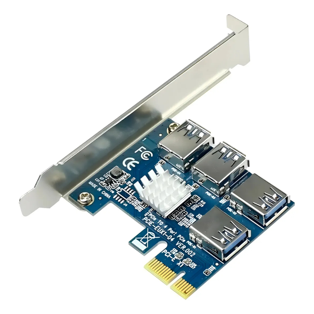 Multiplicador Pcie Com 4 Portas Usb 3.0 Mineração