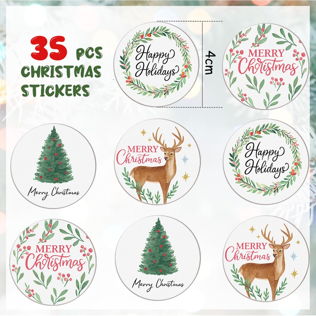 35 pecas adesivo de PVC A prova d agua para decoracao de Natal em estilo retro