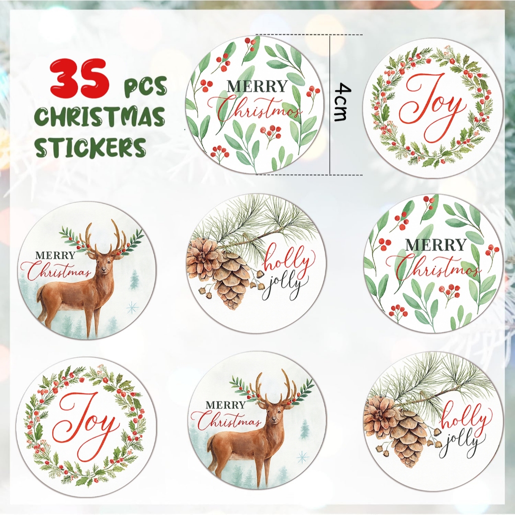 35pecas adesivo de PVC A prova d agua para decoracao de Natal em estilo retro