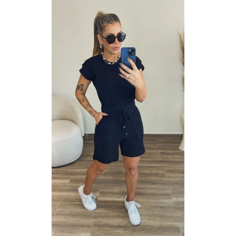 Conjunto de Bermuda Moletinho Premium Feminino casual