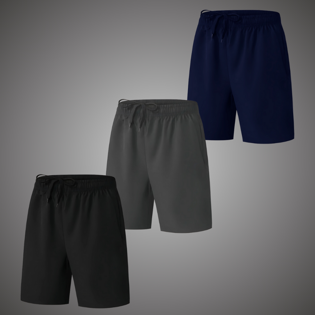 Kit 3 Shorts Tactel Masculino Com Cordão E Bolsos Laterais Em Super Promoção