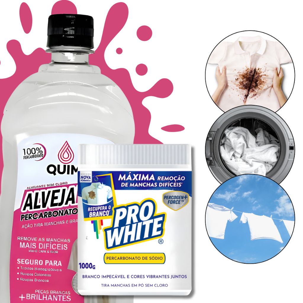 Kit Percarbonato de Sódio 1KG + 1L Percarbonato Liquido Lava Roupa Alvejante Roupa Branca em Oferta na Shopee