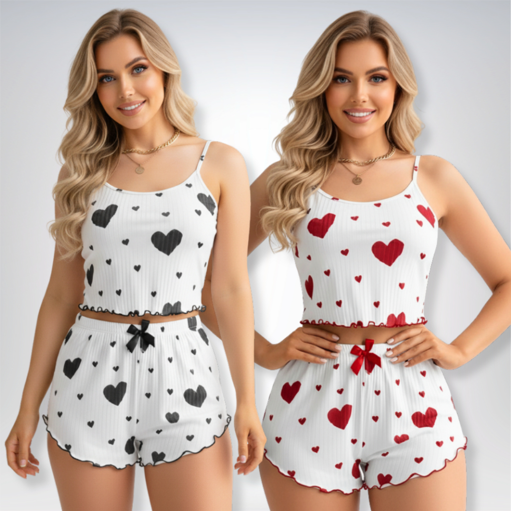 Kit 2 Baby Doll de Coração em Tecido Canelado – Ideal para Noites de Verão