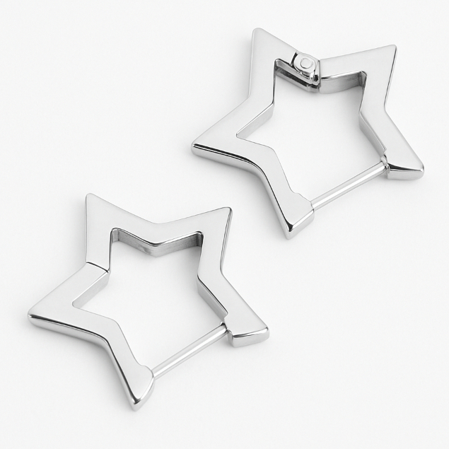 Brinco de Estrela Argola em Aço Inoxidável Unissex em Oferta na Shopee