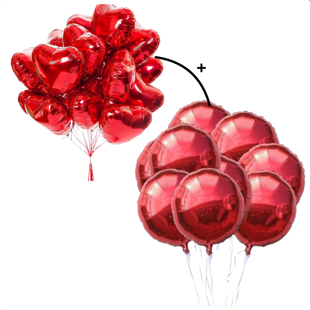 Kit Balões Coração E Balão Redondo Metalizado Festa Namorado em Oferta na Shopee