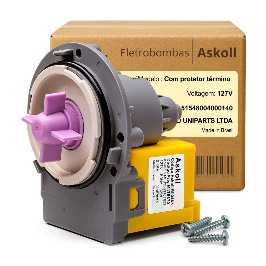 Eletrobomba 127V (110V) Compatível com Brastemp, Electrolux, Consul, Colormaq, Panasonic e Samsung