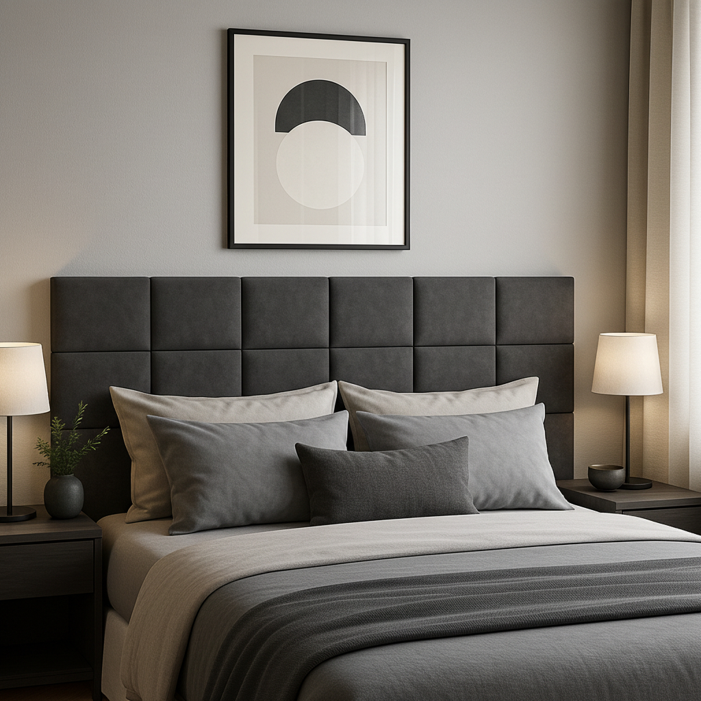 Cabeceira Estofada Modulada 40x30 cm Suede | Placas para Cama Box Casal Solteiro Queen King