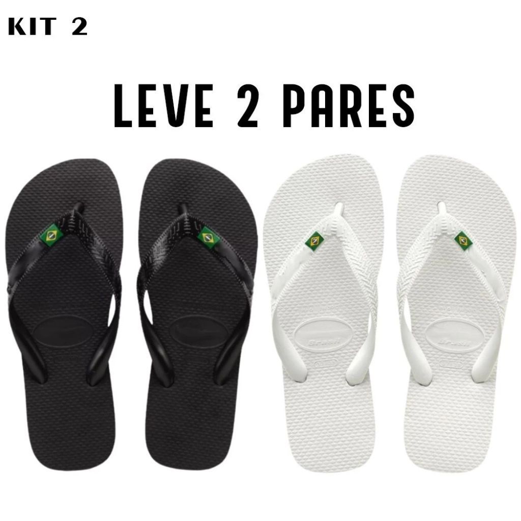 Kit Dois Pares Chinelo da Bandeirinha Masculino Feminino Original Unissex Sandalia de Dedo em Estoque