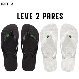 Kit Dois Pares Chinelo da Bandeirinha Masculino Feminino Original Unissex Sandalia de Dedo em Estoque