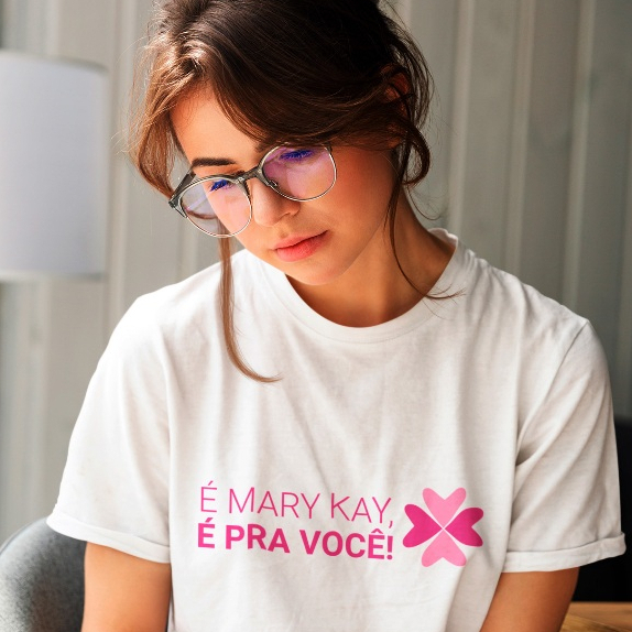 Camiseta Feminina Blusa Branca Babylook Revendedora Consultoras MK - É Mary Kay É Pra Você
