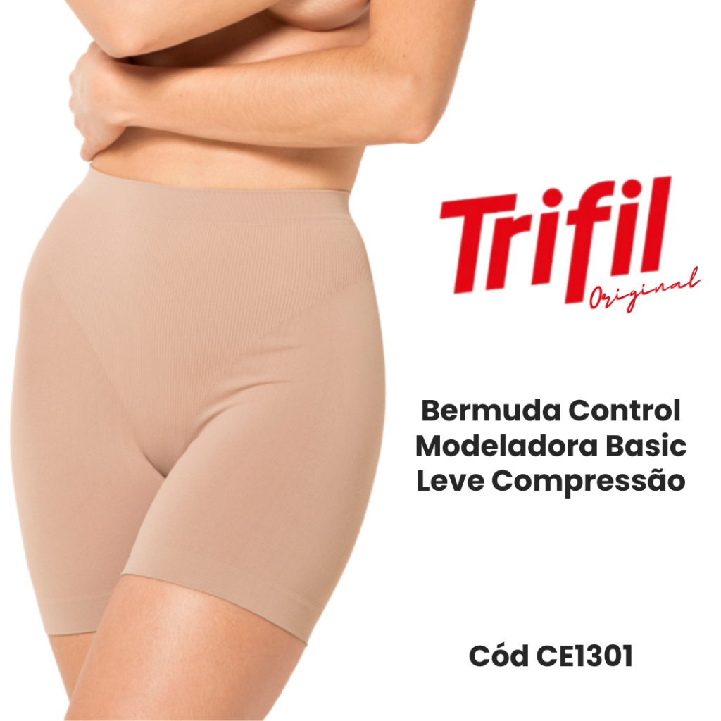 Bermuda Modeladora Leve Control Basic Trifil Compressão Leve Sem Costura Para Modelar o Corpo CE1301