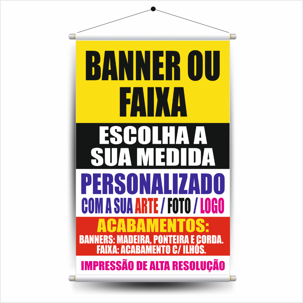 Banner Personalizado Com Sua Arte Foto Logo Várias Medidas Impressão Digital Alta Qualidade