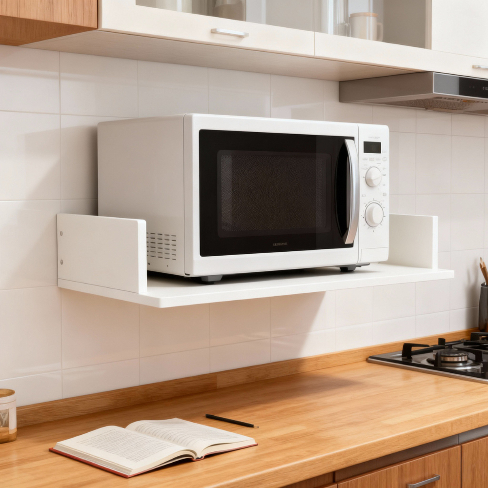 Prateleira Suporte Aéreo de Parede para Micro-ondas e Air Fryer Branco