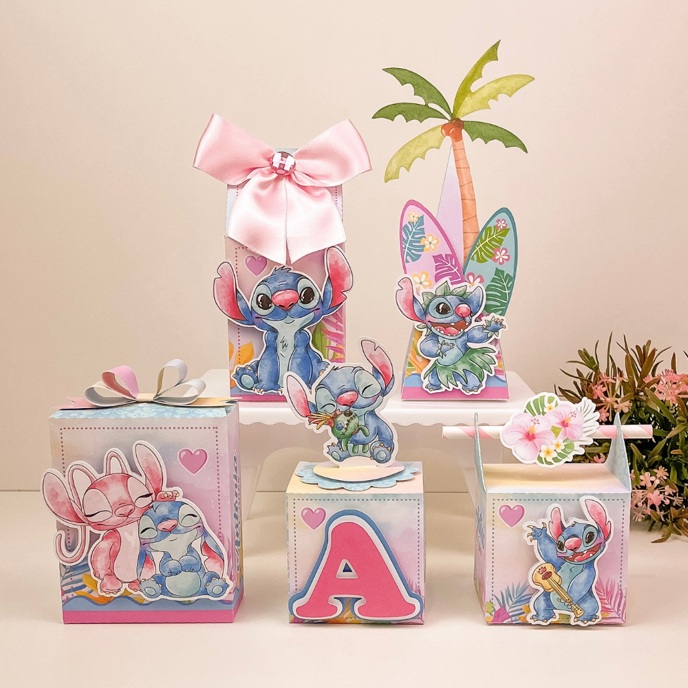 ENVIO RÁPIDO - Kit Caixinhas Personalizadas Stitch -  Lembrancinhas para Aniversário - SEMI MONTADOS