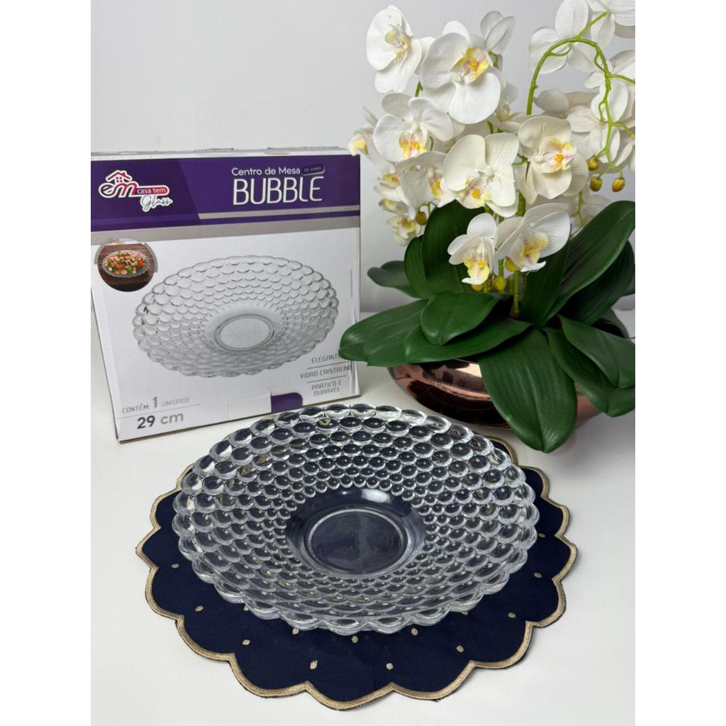Fruteira de Vidro Grossa 29cm Elegante | Pode ser usada Saladeira Boleira Prato de Bolo Mesa Posta..