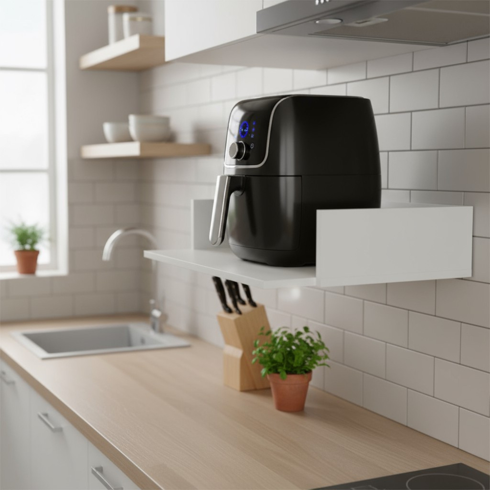 Prateleira Organizadora Parede Microondas Air Fryer 60cm Branco