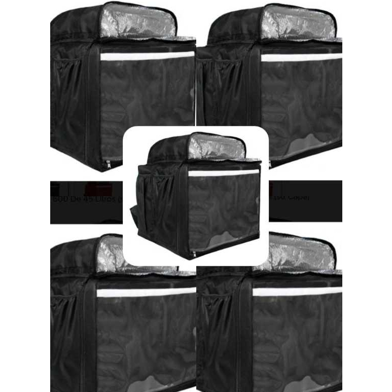 KIT 05 Capas Mochilas Bag PRETA  (Sem Isopor) Térmicas De Motoboy Para Isopor De 45 Litros Entregas