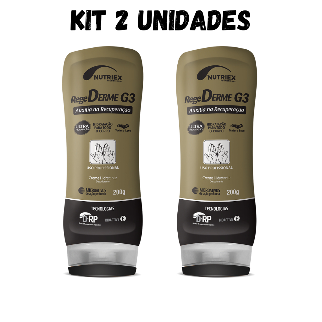 Kit 2 Creme Hidratante Nutriex Regederme G3 Desodorante Corporal Pele Ressecada Profissional Ultra Hidratação 200g