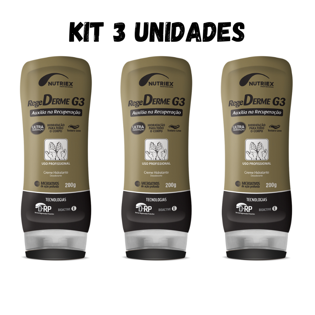 Kit 3 Creme Hidratante Nutriex Regederme G3 Desodorante Corporal Profissional Ultra Hidratação 200g