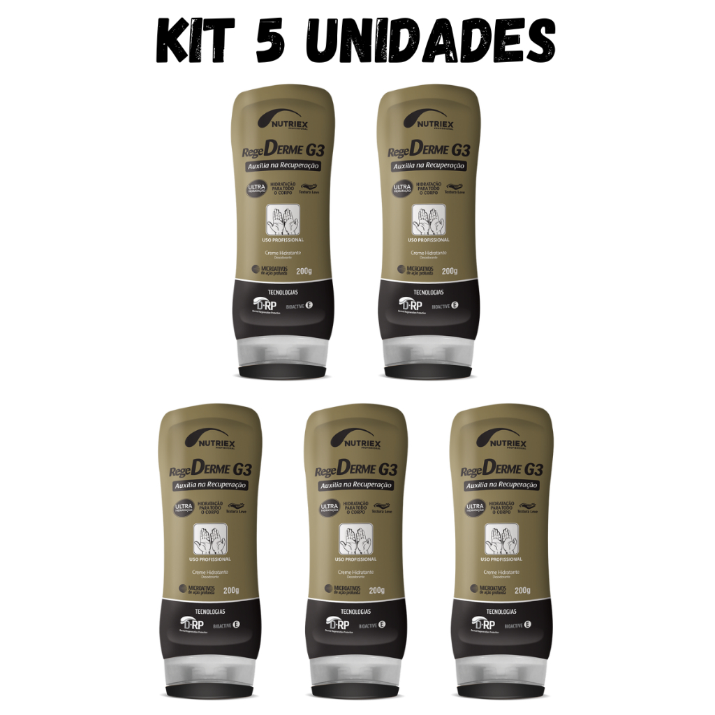 Kit 5 Creme Hidratante Nutriex Regederme Pele Ressecada G3 Desodorante Corporal Profissional Ultra Hidratação 200g