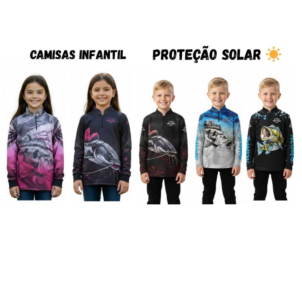 Camisa Camiseta (INFANTIL) Com Proteção Solar New Fisher em Oferta na Shopee