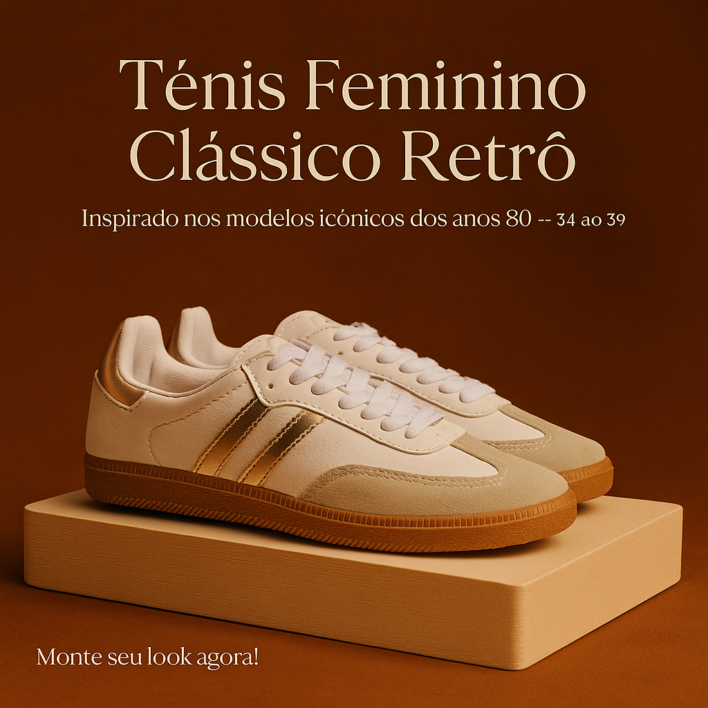 Tênis Feminino Vintage Retrô Estiloso Leve Resistente Confortável Escola Trabalho 34 ao 39 Barato