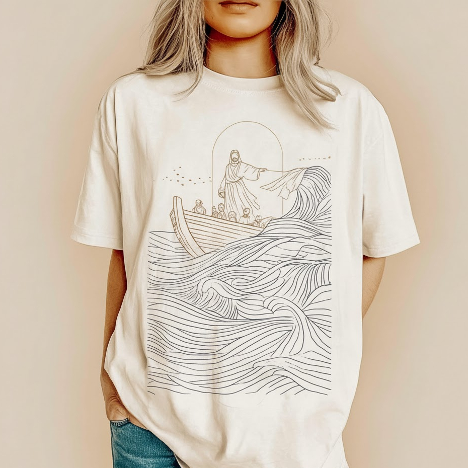 Camiseta Unissex Algodão Cristã Ande Sobre as Águas em Oferta na Shopee