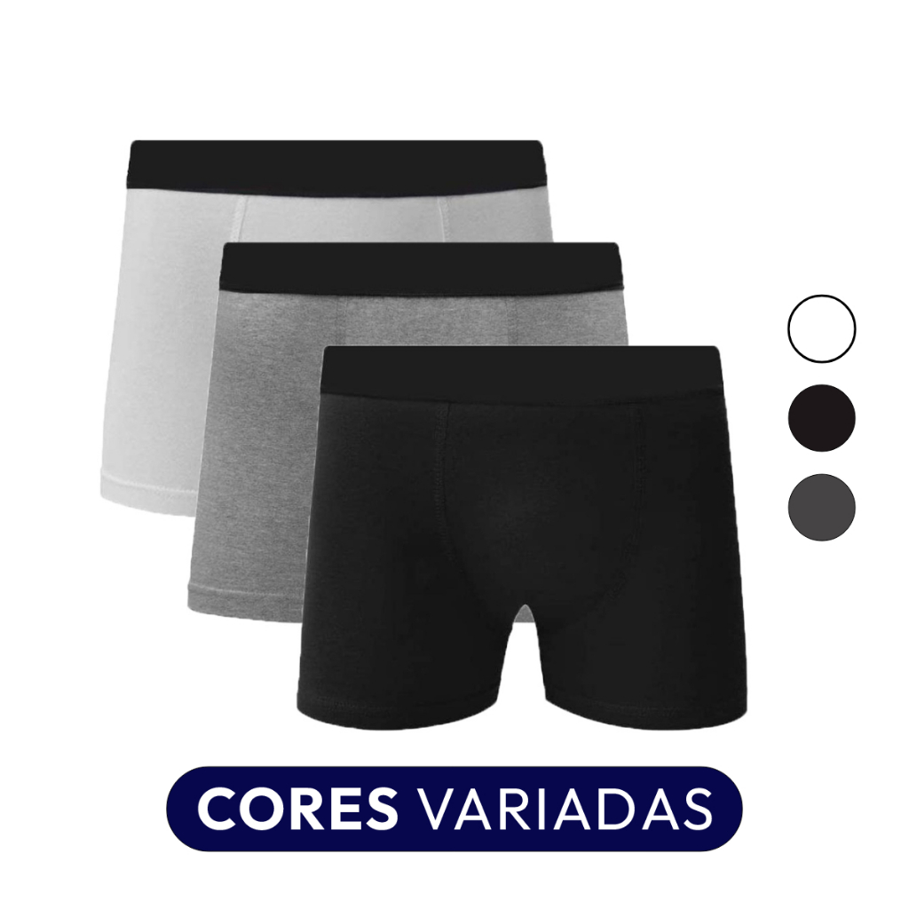Cueca Boxer Algodão Cotton Cinza C5