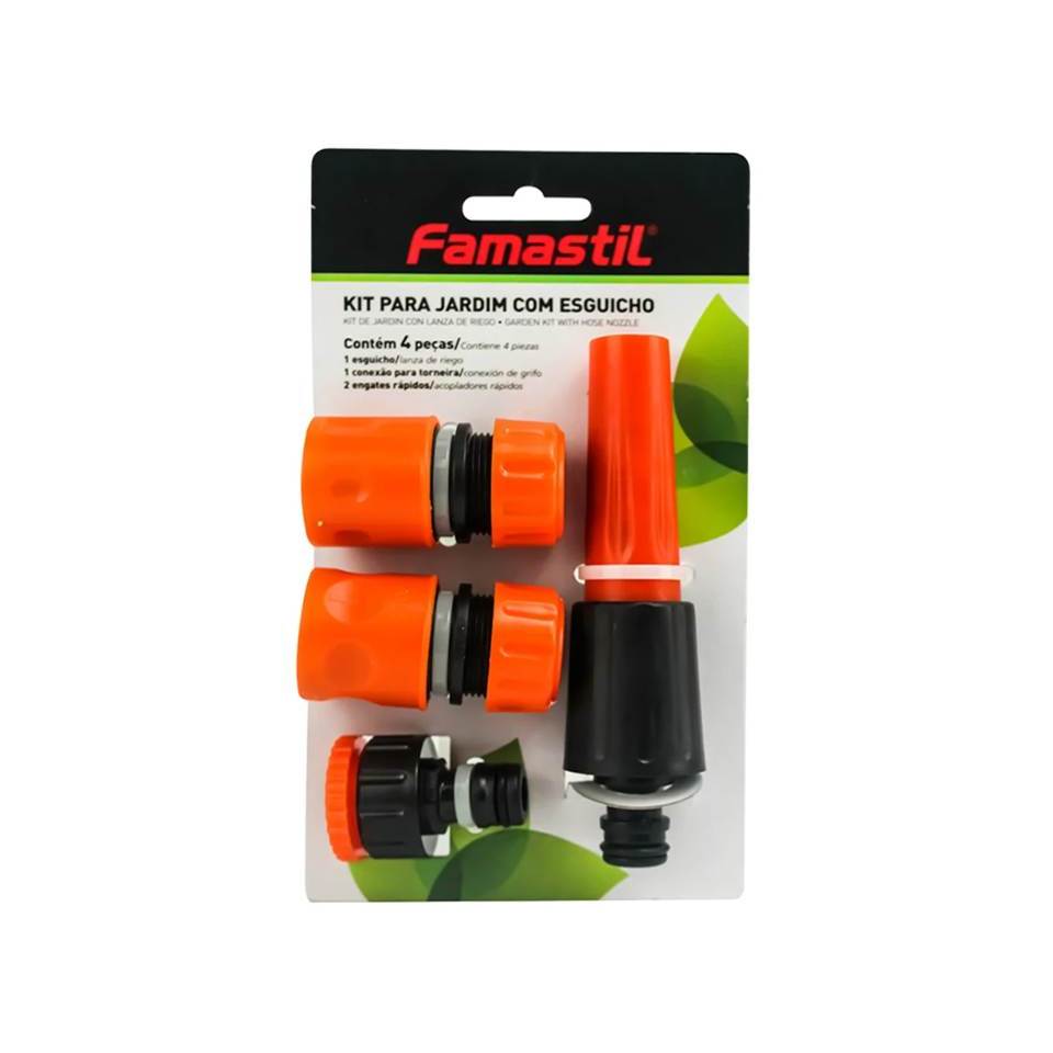 Kit Jardim Famastil Esguicho + 2 Engate Rápido + Conexão Blister - Foxlux