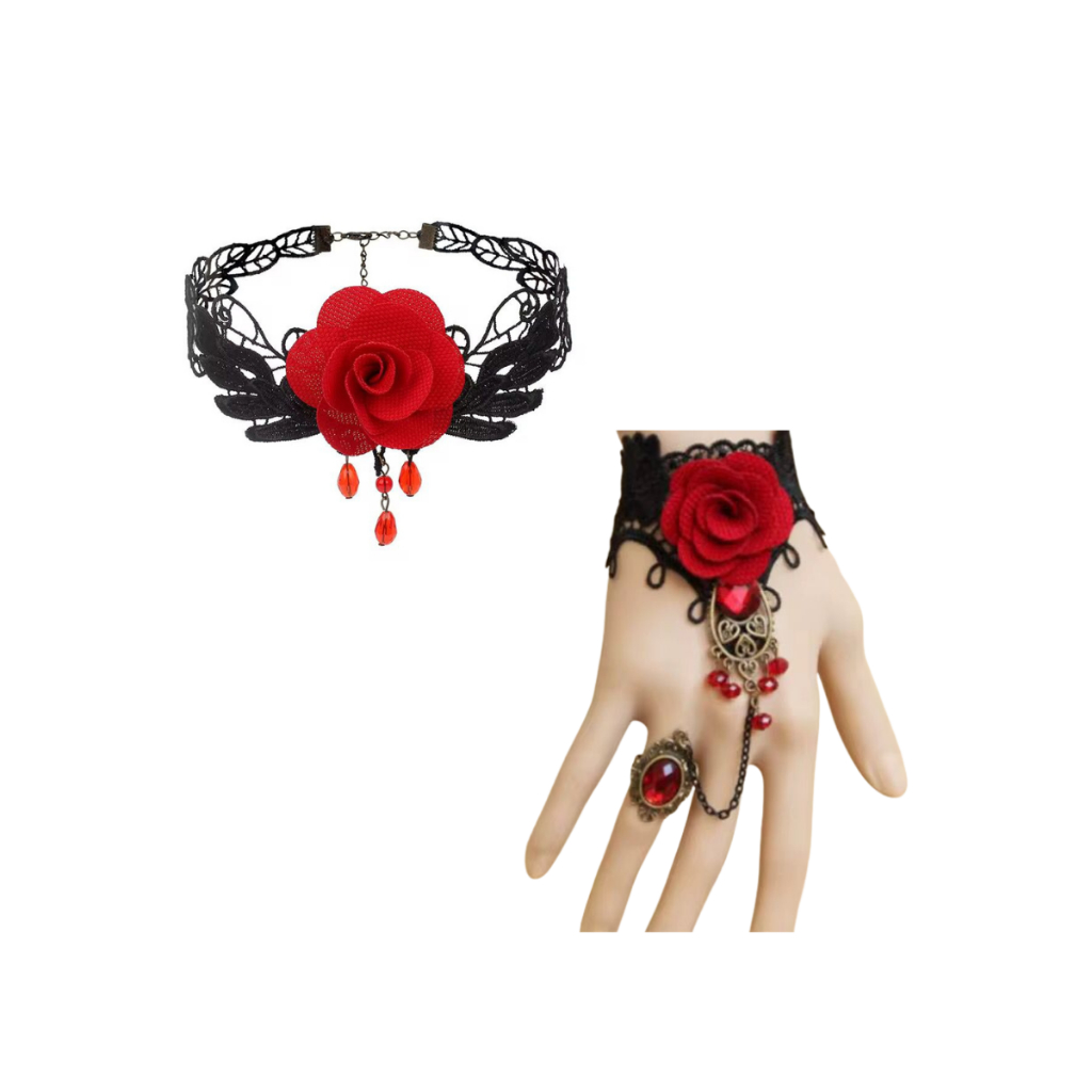 Kit Gargantilha Renda + Pulseira Anel Flor em Oferta na Shopee