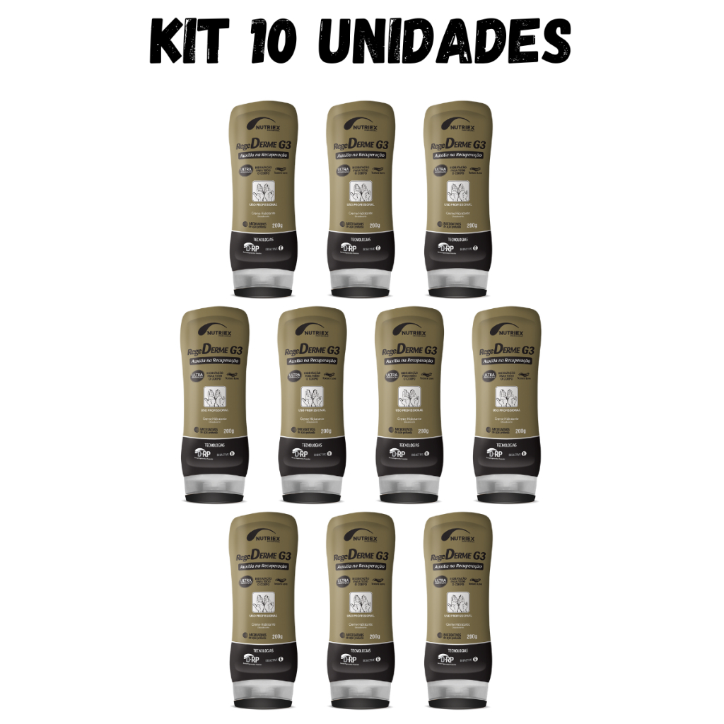 Kit 10 Creme Hidratante Nutriex Regederme G3 Desodorante Corporal Profissional Ultra Hidratação 200g
