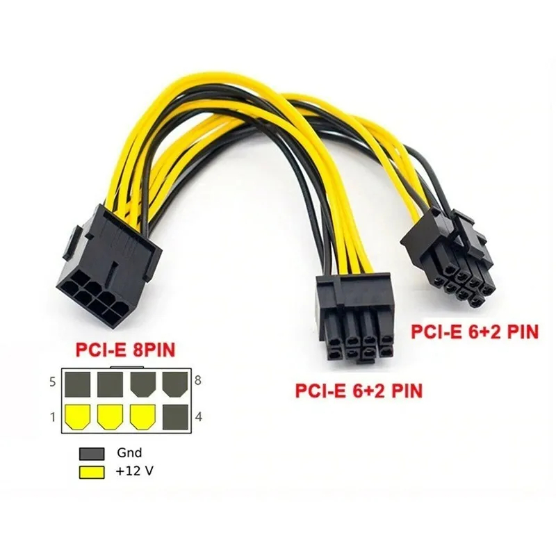 Cabo Duplicador Pci-express PCIE VGA 8 Pinos Mineração