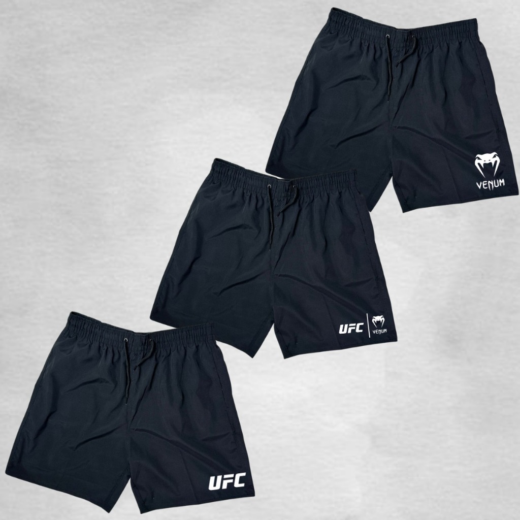 3 Shorts Bermuda Elastano Kit UFC, Ideal Para Treinos, Academia, Corrida, Esportes