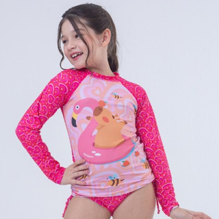 Conjunto Infantil Praia com Proteção UV 50+ Estampa Capivara de boia roupa de banho infantil manga longa sol piscina em Oferta na Shopee
