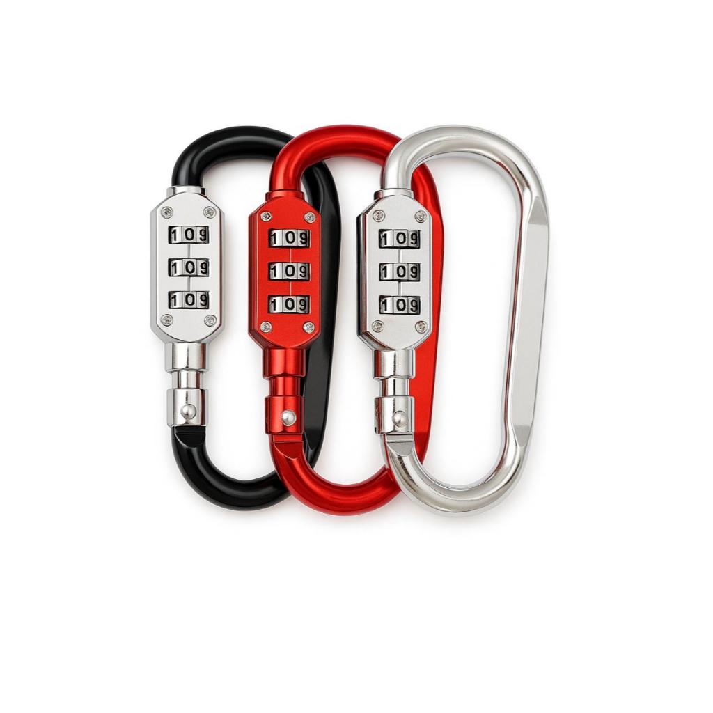 Mosquetão Cadeado Trava Senha Combinação 3 Dígitos Segurança p/Mochilas Bicicletas Viagens Academia