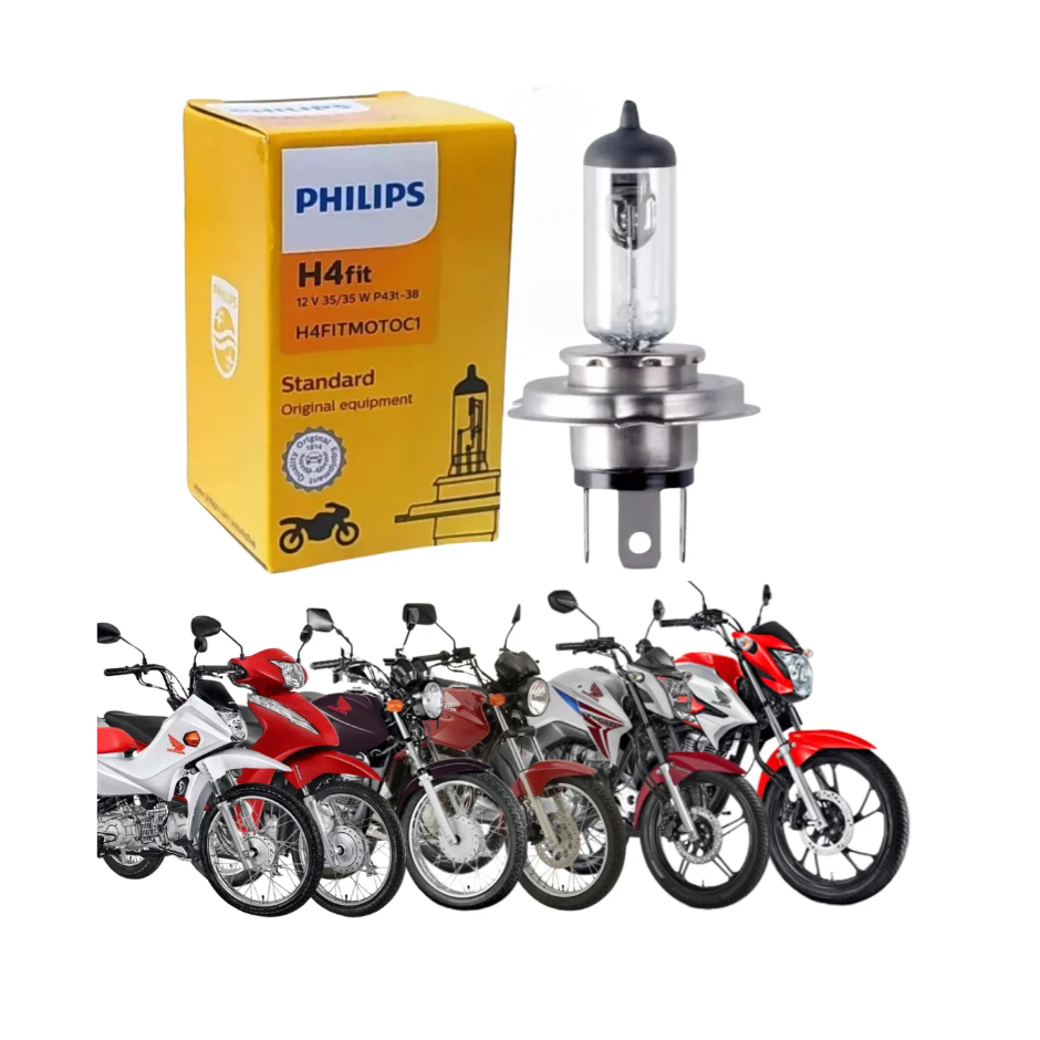 Lampada Farol Moto Cg Titan Todas H4fit 12v 35/35w Philips Standart