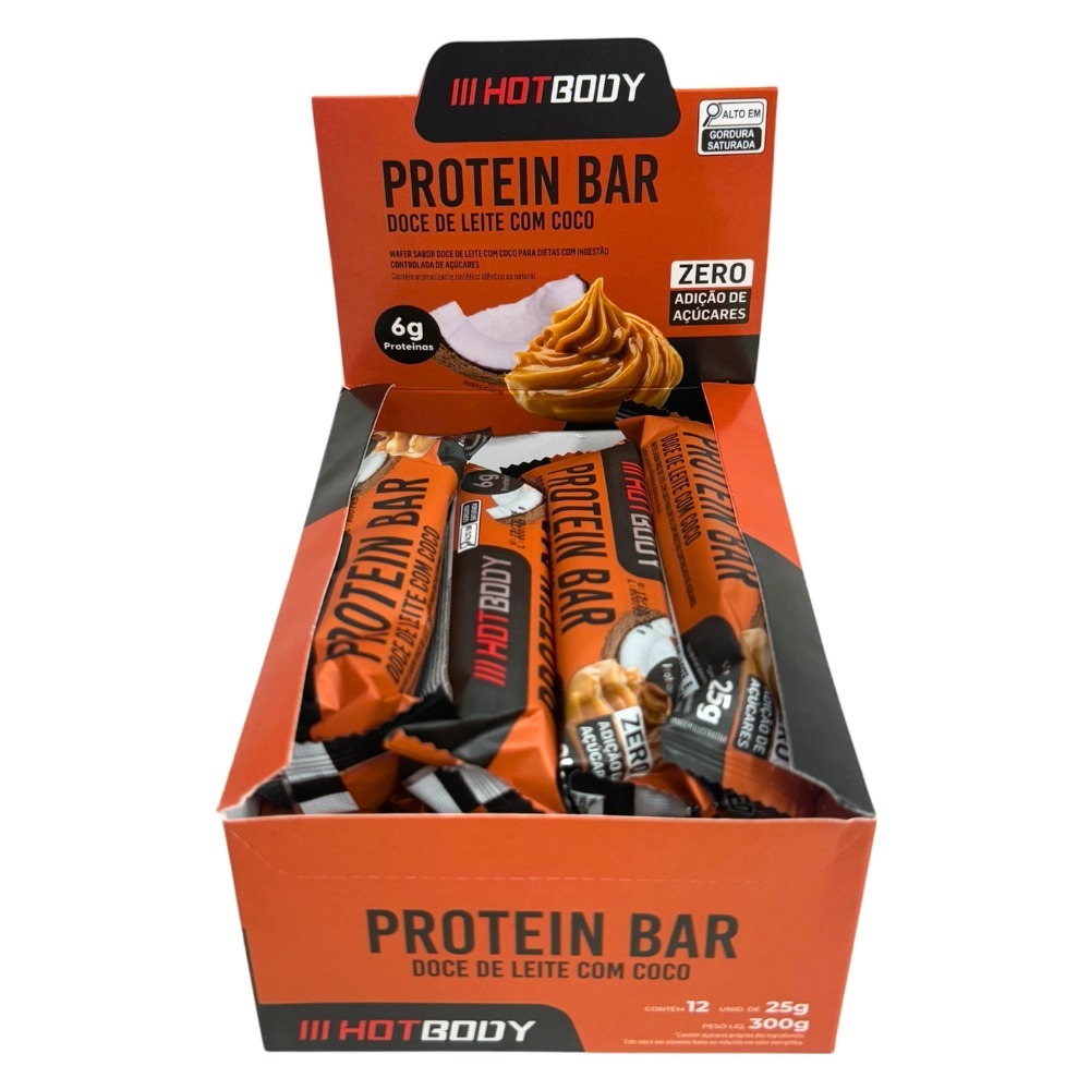 Barras De Protein Bar Hot-Body Sabor doce de leite com coco 12 uni