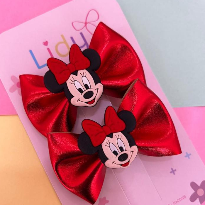 Laço Minnie vermelha/ Par laço minnie/ Laço de cabelo infantil/Presilha de cabelo minnie