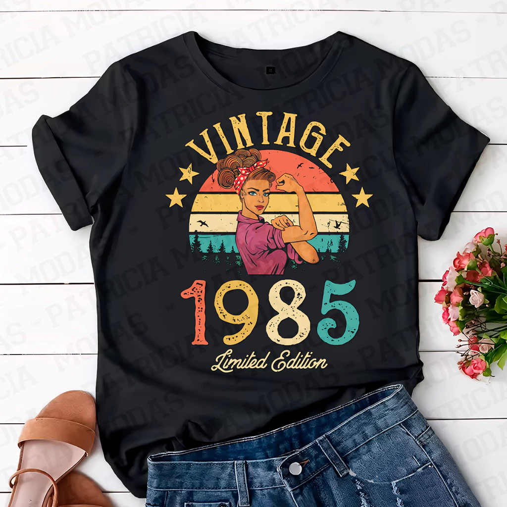 Camiseta, 100% Algodão, Estampa Vintage, Mulher Forte, 1985_..., P ao GG Casual Feminino Masculino em Oferta na Shopee