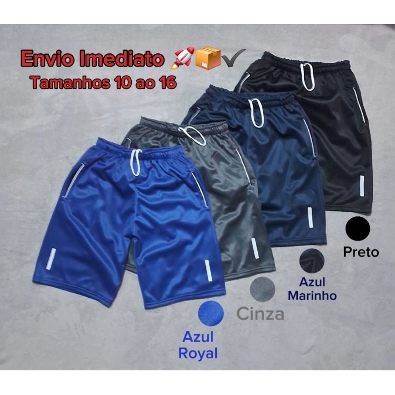 Kit 2, 3 e 4 Shorts Infantil Masculino Tamanhos 10 AO 16 - Bermuda Juvenil em Oferta na Shopee