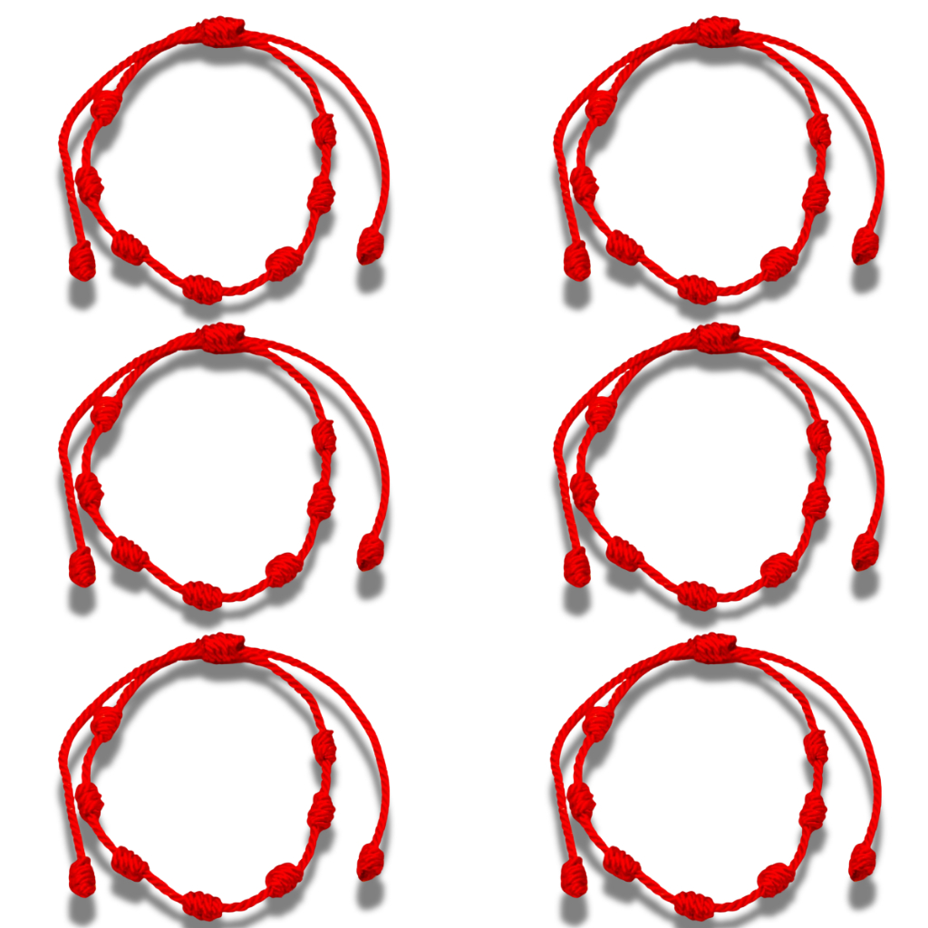 Kit 6 Pulseiras 7 Nós Kabbalah Original Vermelho - Cordão em Oferta na Shopee