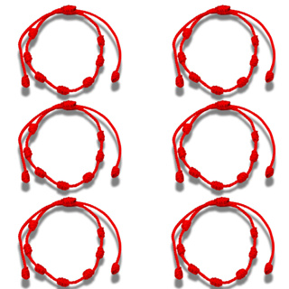 Kit 6 Pulseiras 7 Nós Kabbalah Original Vermelho - Cordão em Oferta na Shopee