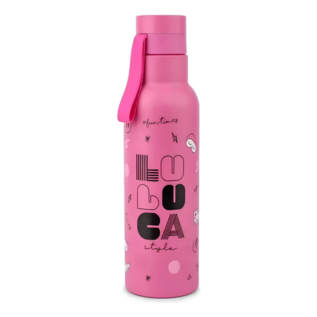 Garrafa Térmica Luluca Aço Inox Com Tampa Cor Rosa Pastel em Oferta na Shopee