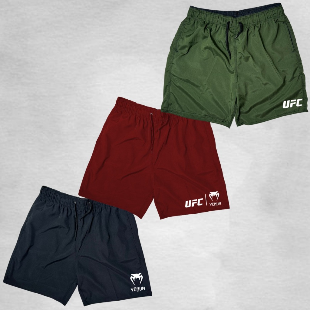 Kit 3 Shorts Masculino Bermuda  Elastano Kit Ufc Treinos Academia Corrida Esportes