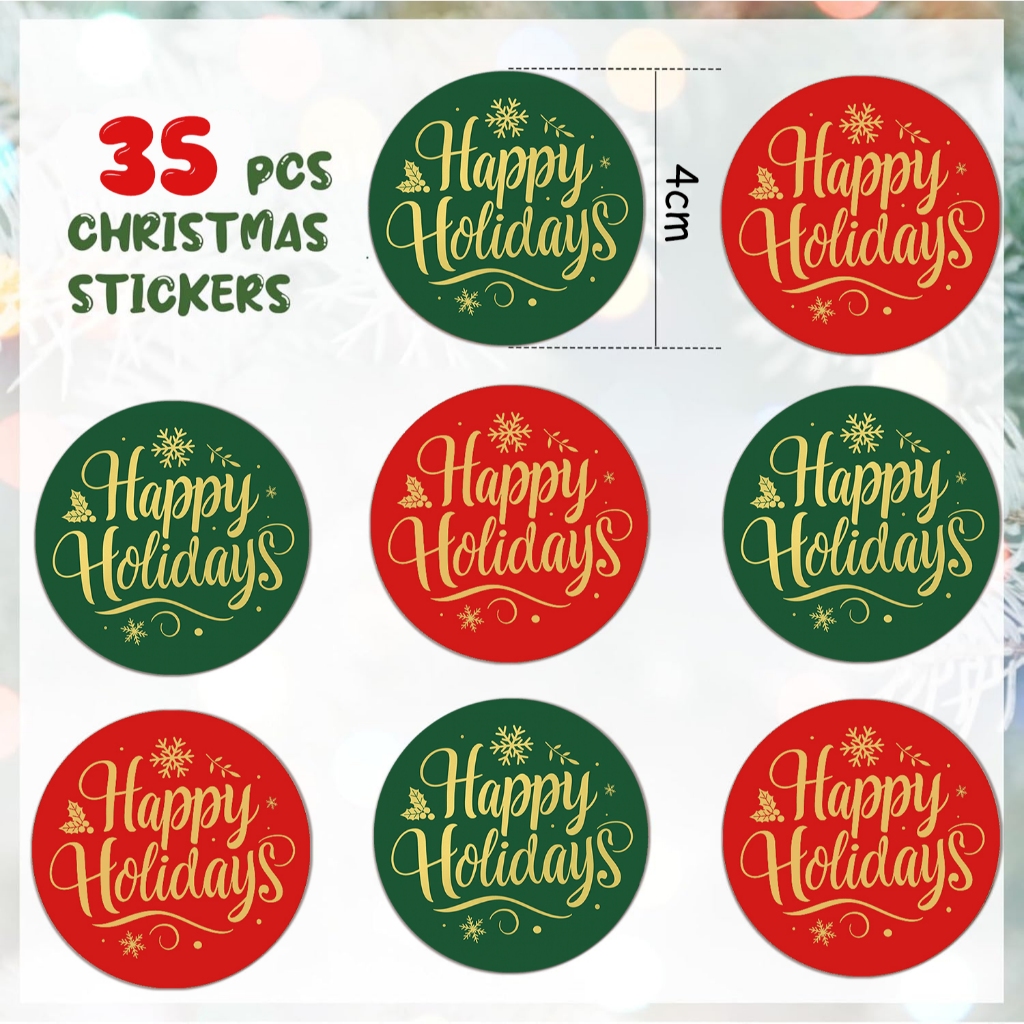 35 pecas adesivo de PVC A prova d agua para decoracao de Natal em estilo retro