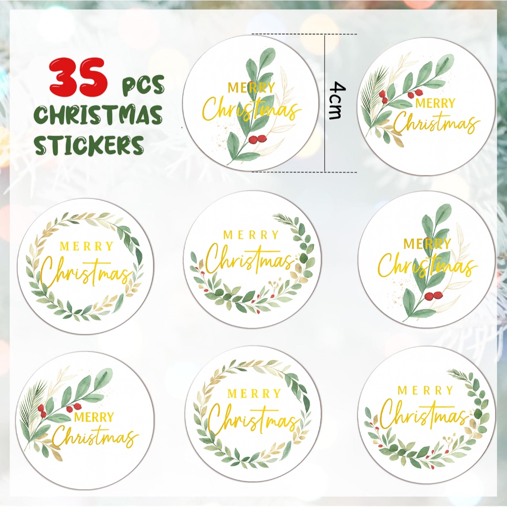 35 pecas adesivo de PVC A prova d agua para decoracao de Natal em estilo retro