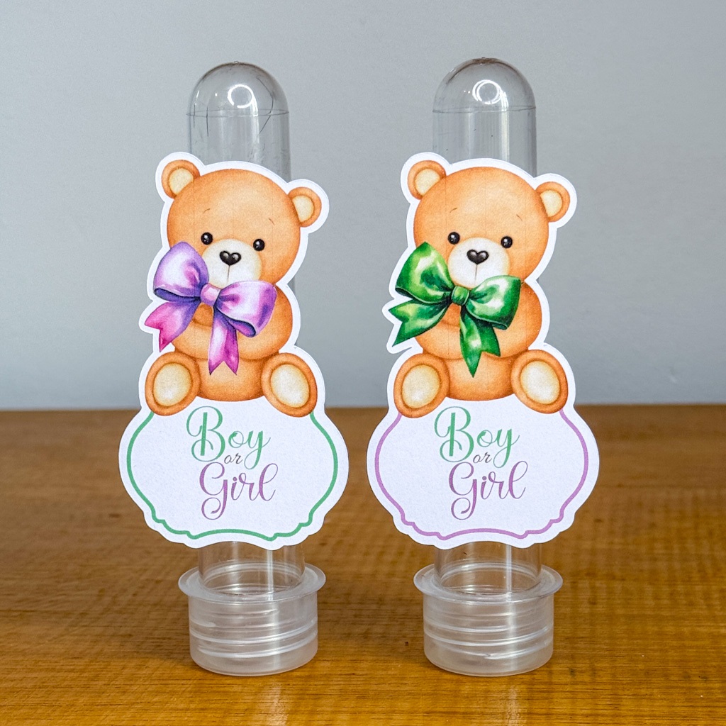 Apliques para Tubete  CHA REVELAÇÃO VERDE E LILAS  - Festa Infantil - Lembrancinhas Personalizadas / Mimos