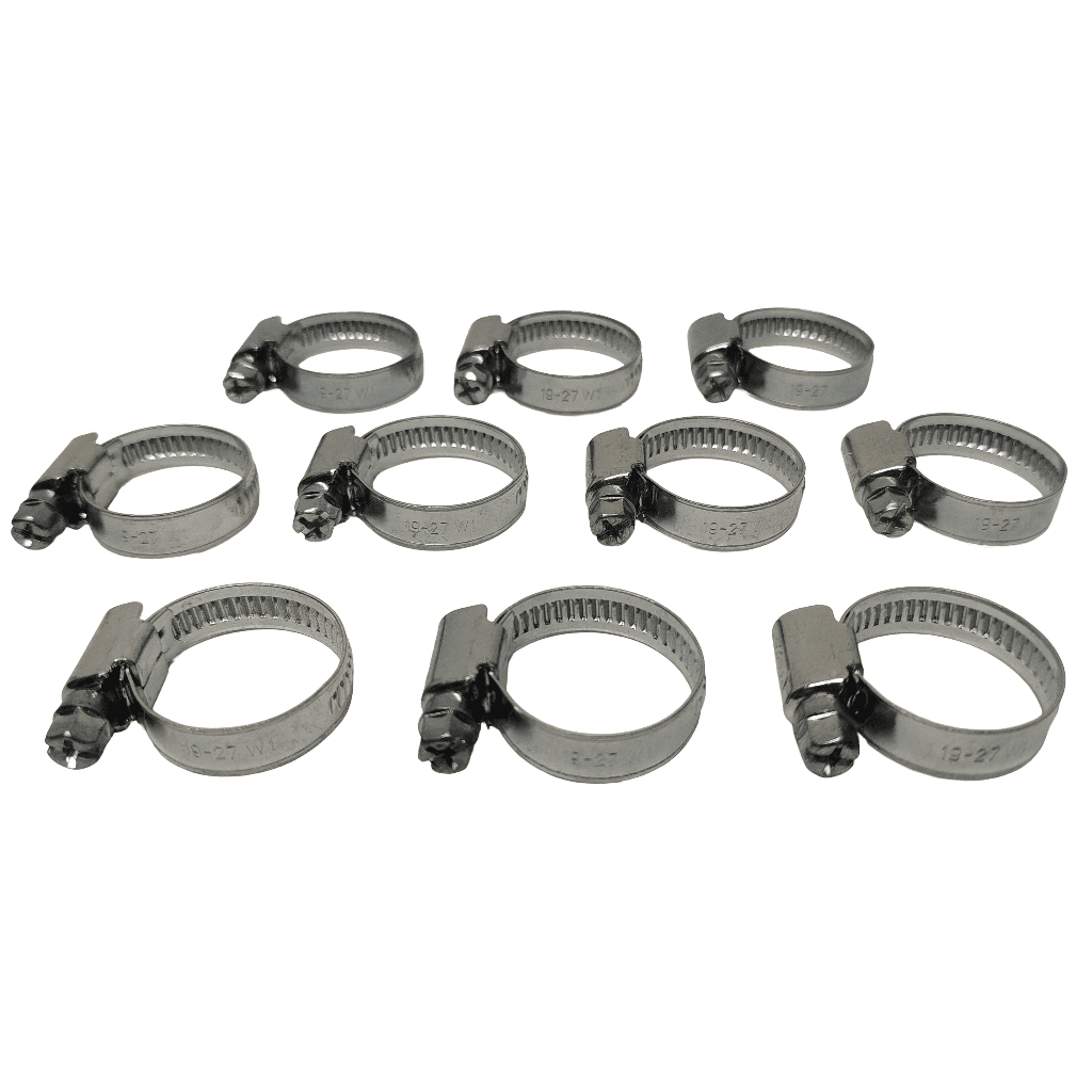Kit 10 Abraçadeiras 19 - 27 Mm Rosca Sem Fim Reforçada Aço Carbono Mangueira 3/4 Radiador