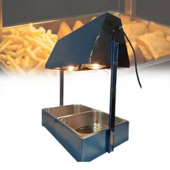 Conservador de Frituras Inox 2 cubas com 2 Lâmpadas 250W Profissional Gomes Inox 10 litros