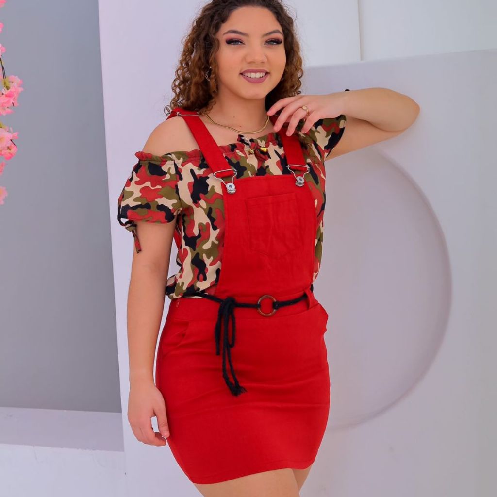 Jardineira feminina saia curta com ziper salopete vestido de suspensorios moda juvenil 34 ao 44